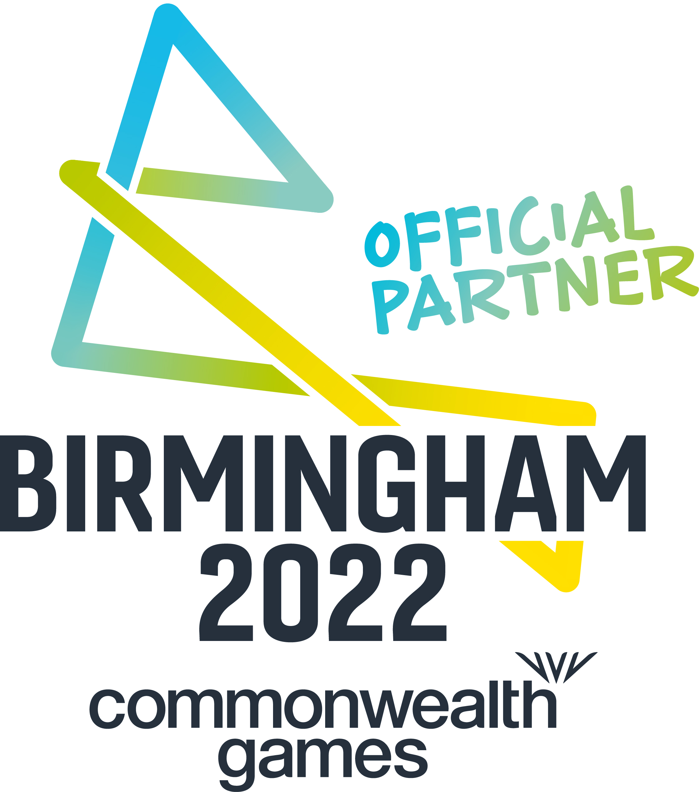 Image shows the logo of the Birmingham 2022 Commonwealth Games and Official Partner.